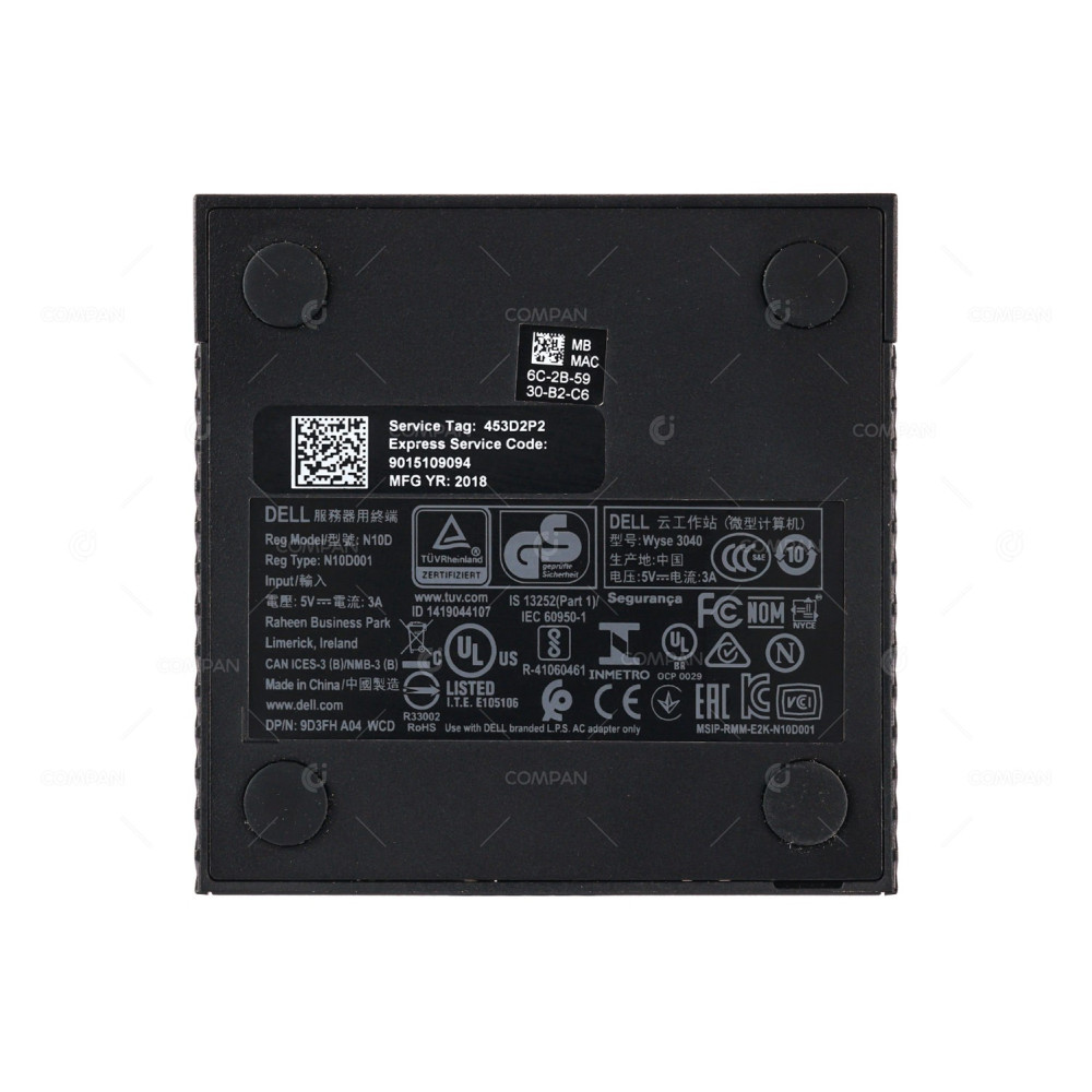 Dell WYSE 3040 Thin Client, Intel Atom X5-Z8350 1.44GHZ, 2GB RAM DDR3, 8GB eMMC